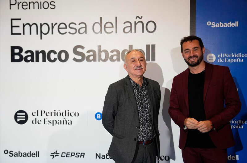 Pepe Álvarez, secretario general de UGT, y Gerard Guiu, director de la Asociación para la Defensa de la Marca (Andema) / José Luis Roca